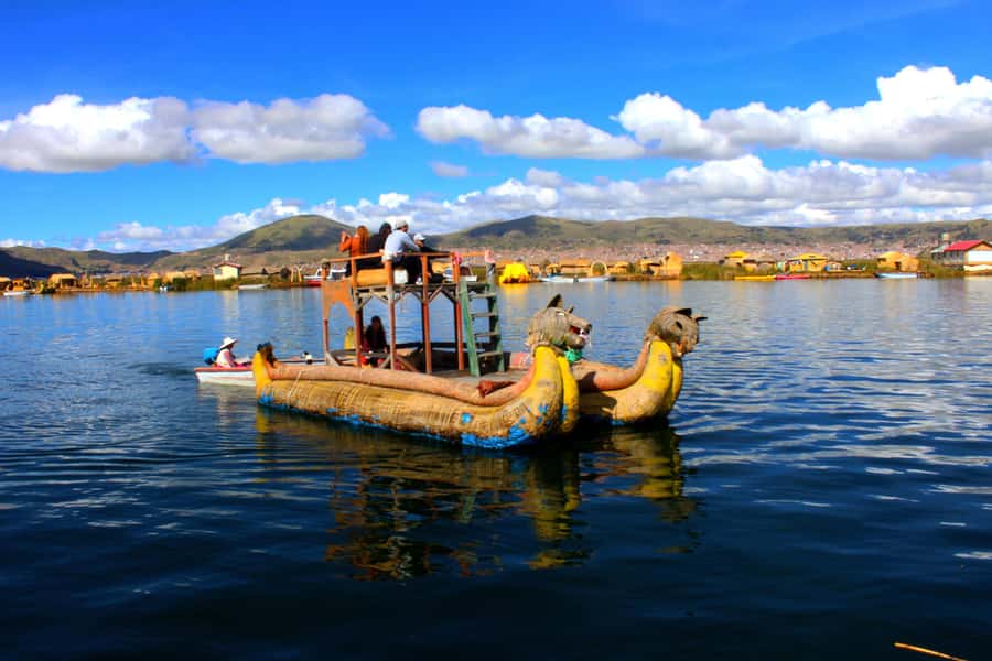 From Puno: Uros floating islands half Day tour - Getting around: motor boat included, handmade boat optional