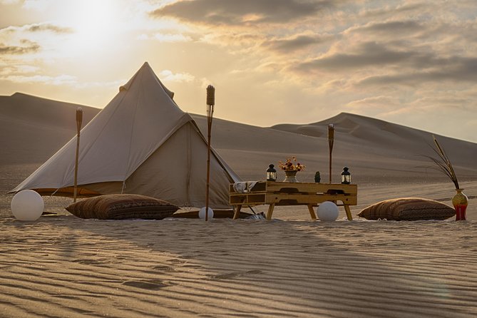 Glamping in Huacachina Desert - Sleep setup in imported canvas tents, with real comfort details